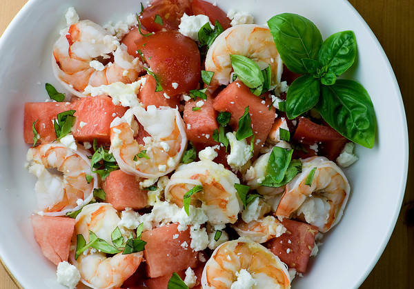 Grilled Shrimp With Watermelon Chopped Salad