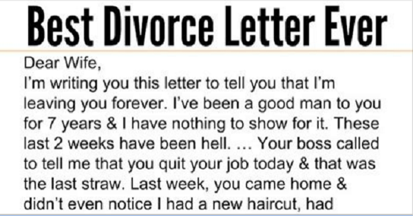 Best Divorce Letter Ever